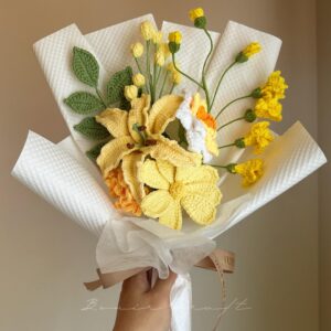 Handmade Crochet Flower Bouquet - 8 Styles | Lily Peony Rose Cosmos | Forever Gift