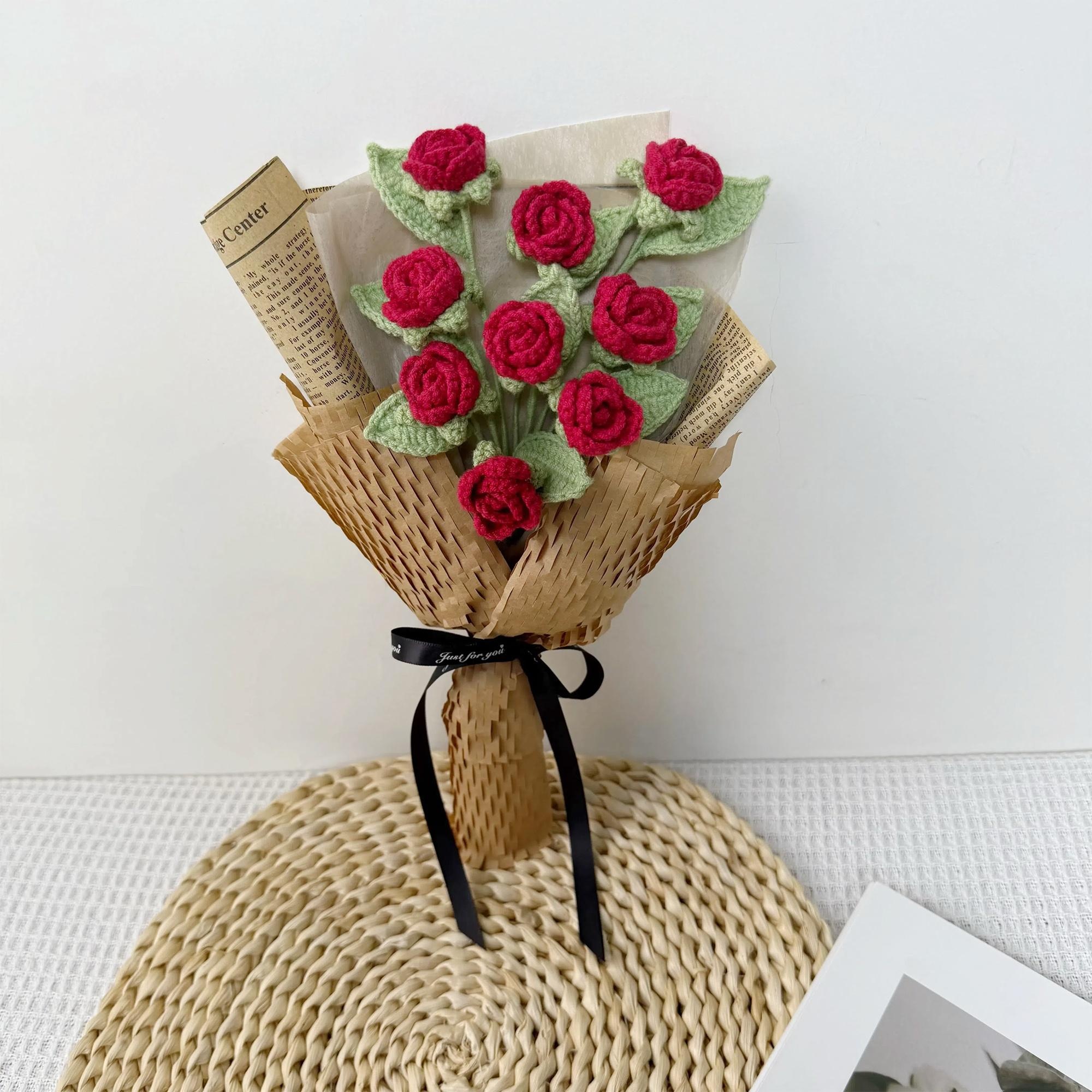 Handmade Crochet Red Rose Bouquet – 3 Romantic Styles