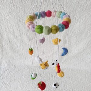 Handmade Crochet Rainbow Animal Baby Mobile – Nursery Decor | Handcrafted Gift