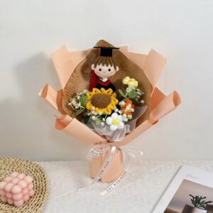 Handmade Crochet Graduation Sunflower Bouquet – 2 Styles