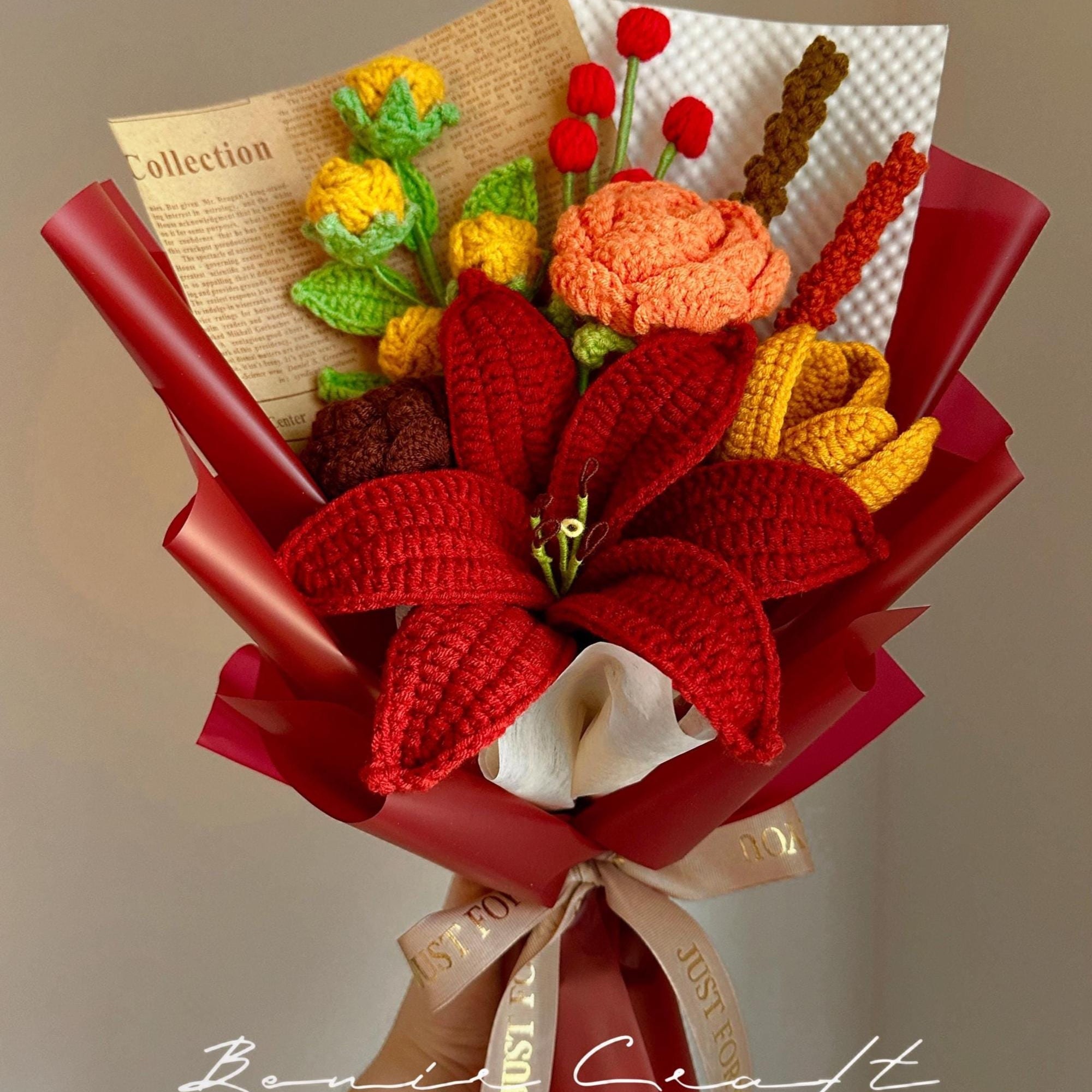 Handmade Crochet Lily Bouquet - 7 Styles | Lily Cosmos Sunflower | Forever Gift - 图片 4