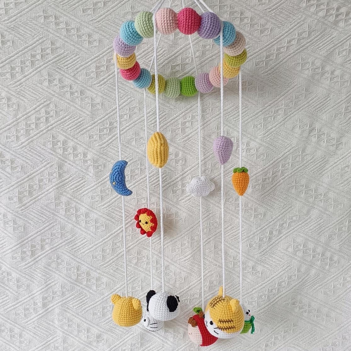 Handmade Crochet Rainbow Animal Baby Mobile – Nursery Decor | Handcrafted Gift - 图片 5