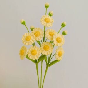 PDF Pattern-Crochet Mini Daisy Stem | Multi-Head Chamomile Branch with Buds & Leaves