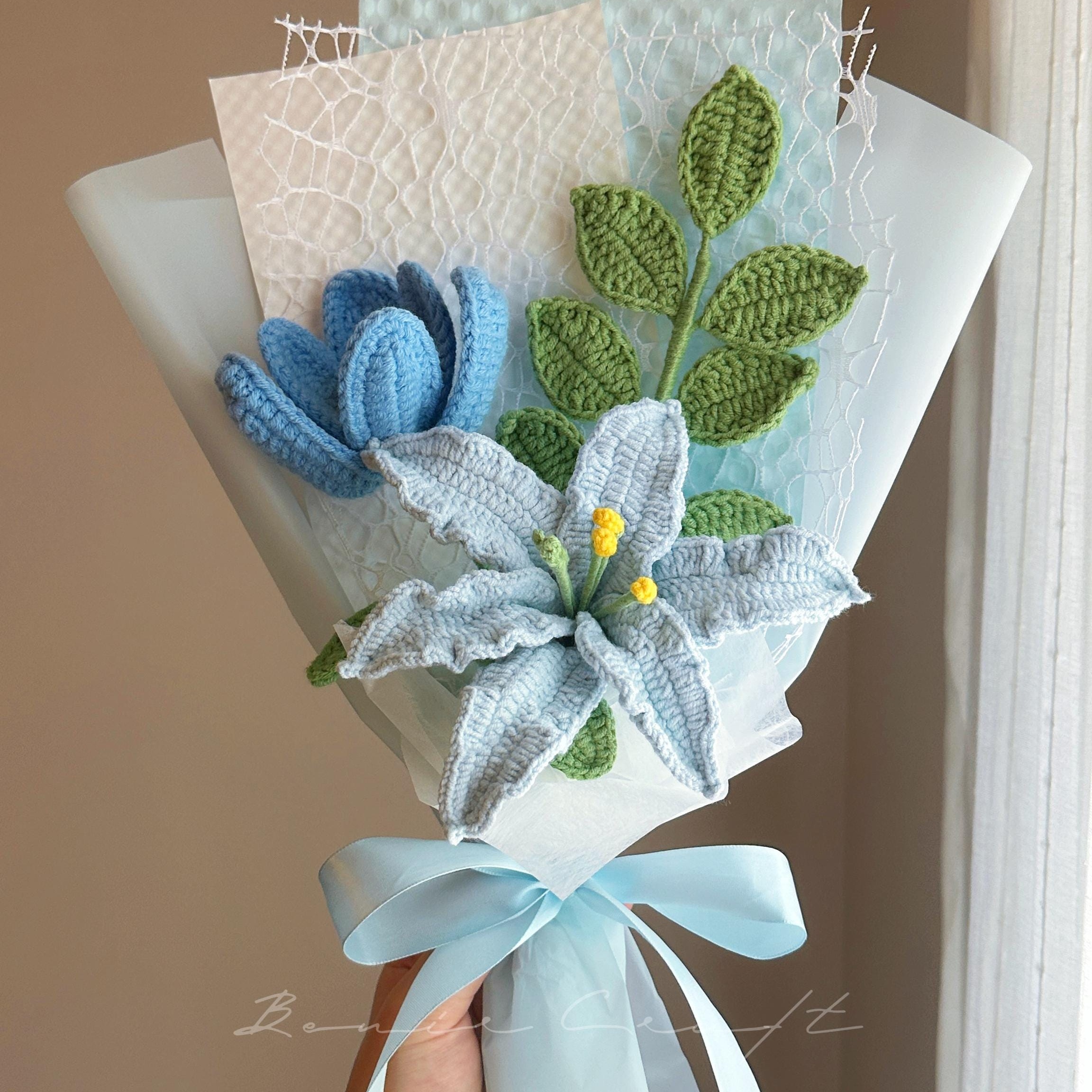 Handmade Crochet Lily Tulip Bouquet - 5 Styles | Colourful Lily | Forever Gift - 图片 5