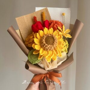 Handmade Crochet Sunflower Bouquet - 9 Styles | Sunflower Peony Cosmos | Forever Gift