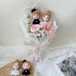 Handmade Crochet Wedding Bouquet – Bride & Groom or Lily Style