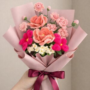Handmade Crochet Bouquet - 8 Styles | Peony Carnation Lily | Forever Gift