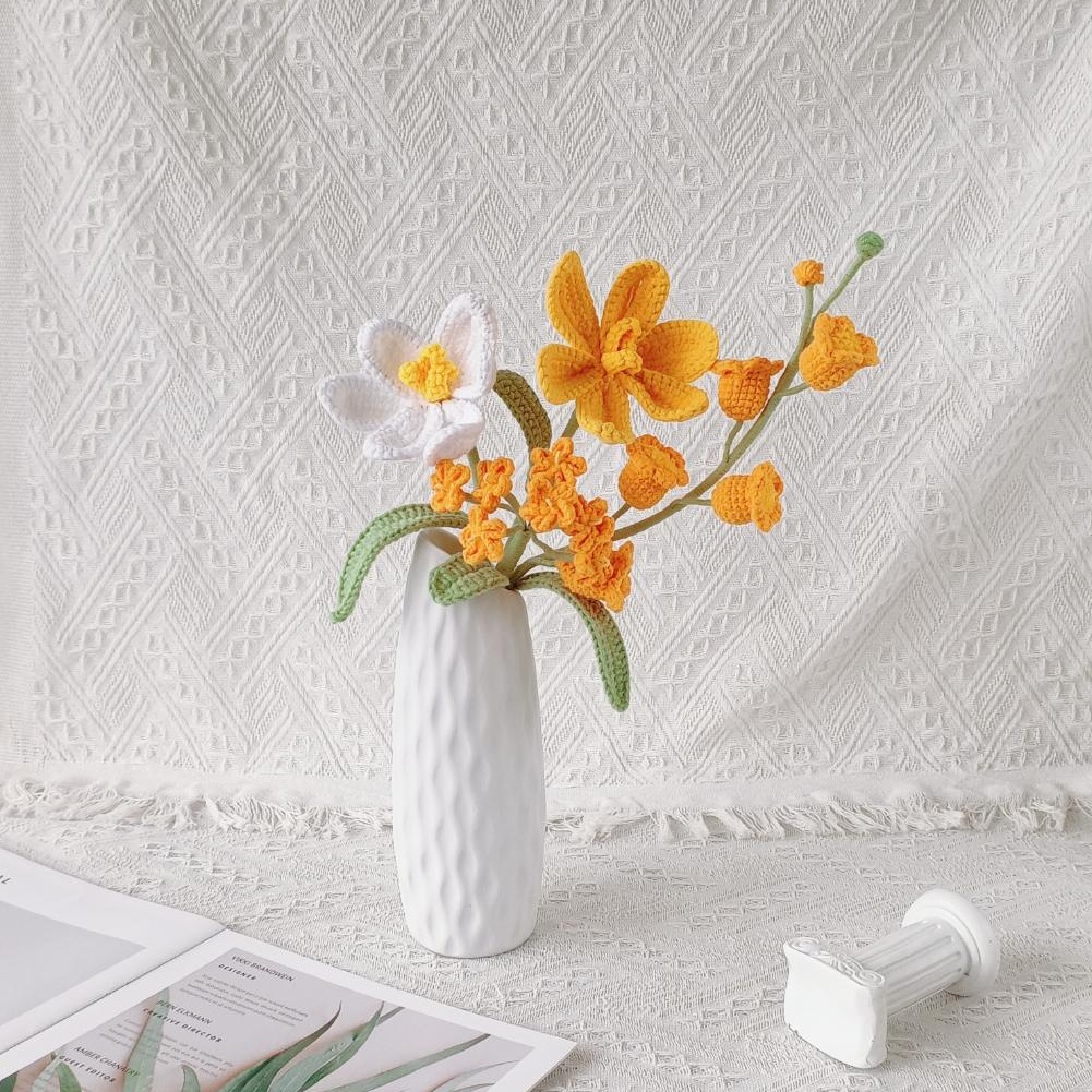 Handmade Crochet Spring Bouquet & Vase – 7 Styles | Pink Lavender Blue Yellow Purple - 图片 6