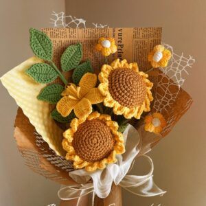 Handmade Crochet Sunflower Bouquet - 7 Styles | Double Triple Smiley | Forever Gift