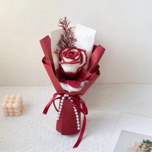 Handmade Crochet Single-Stem Rose – 5 Gift Wrap Styles