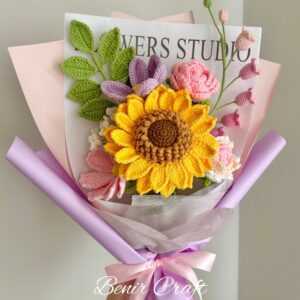 Handmade Crochet Sunflower Bouquet - 8 Styles | Spring Autumn Blue | Forever Gift