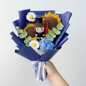 Handmade Crochet Graduation Bouquet with Graduate Doll – Choose Your Style
