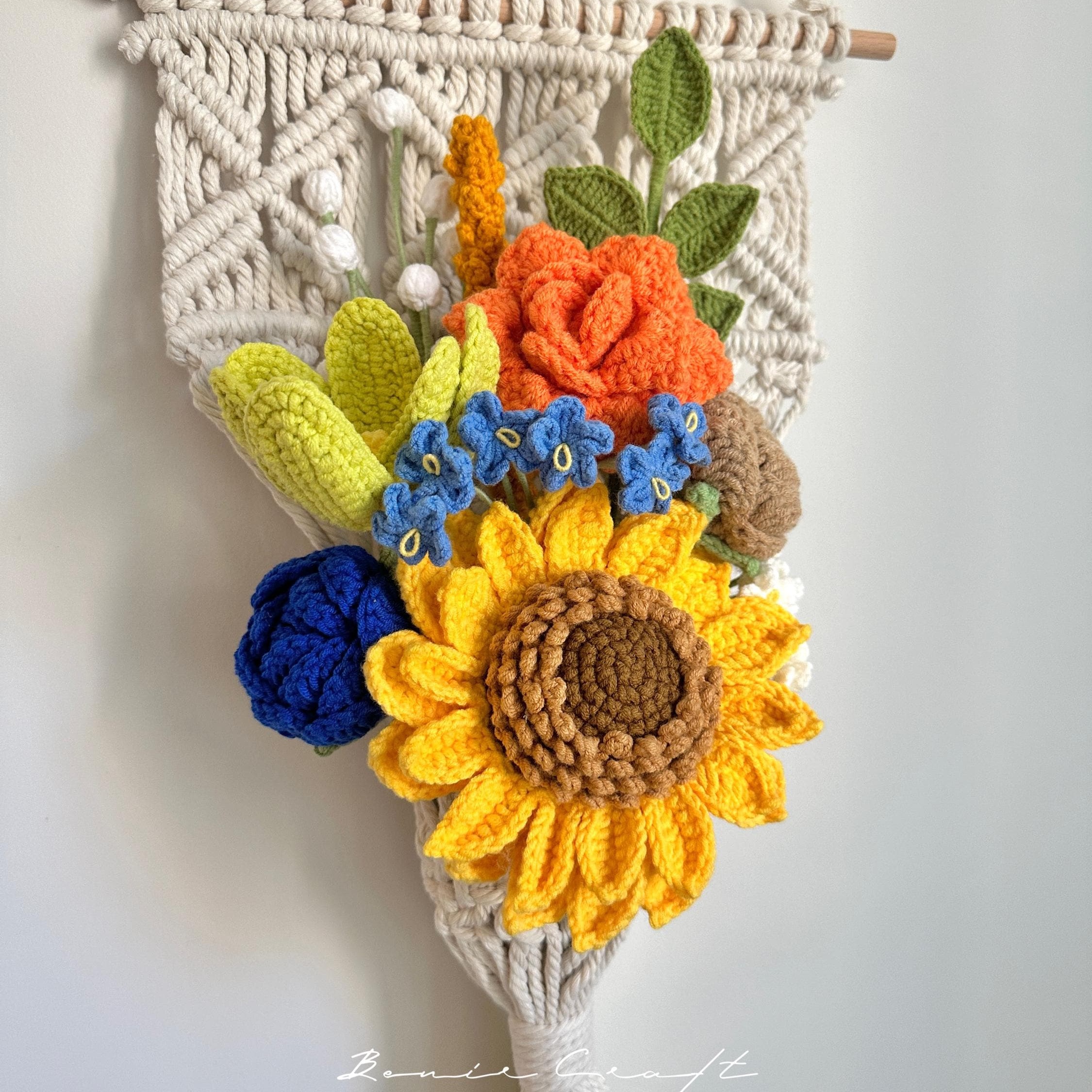 Handmade Crochet Sunflower Macrame Wall Hanging | Boho Home Decor | Forever Flowers - 图片 3