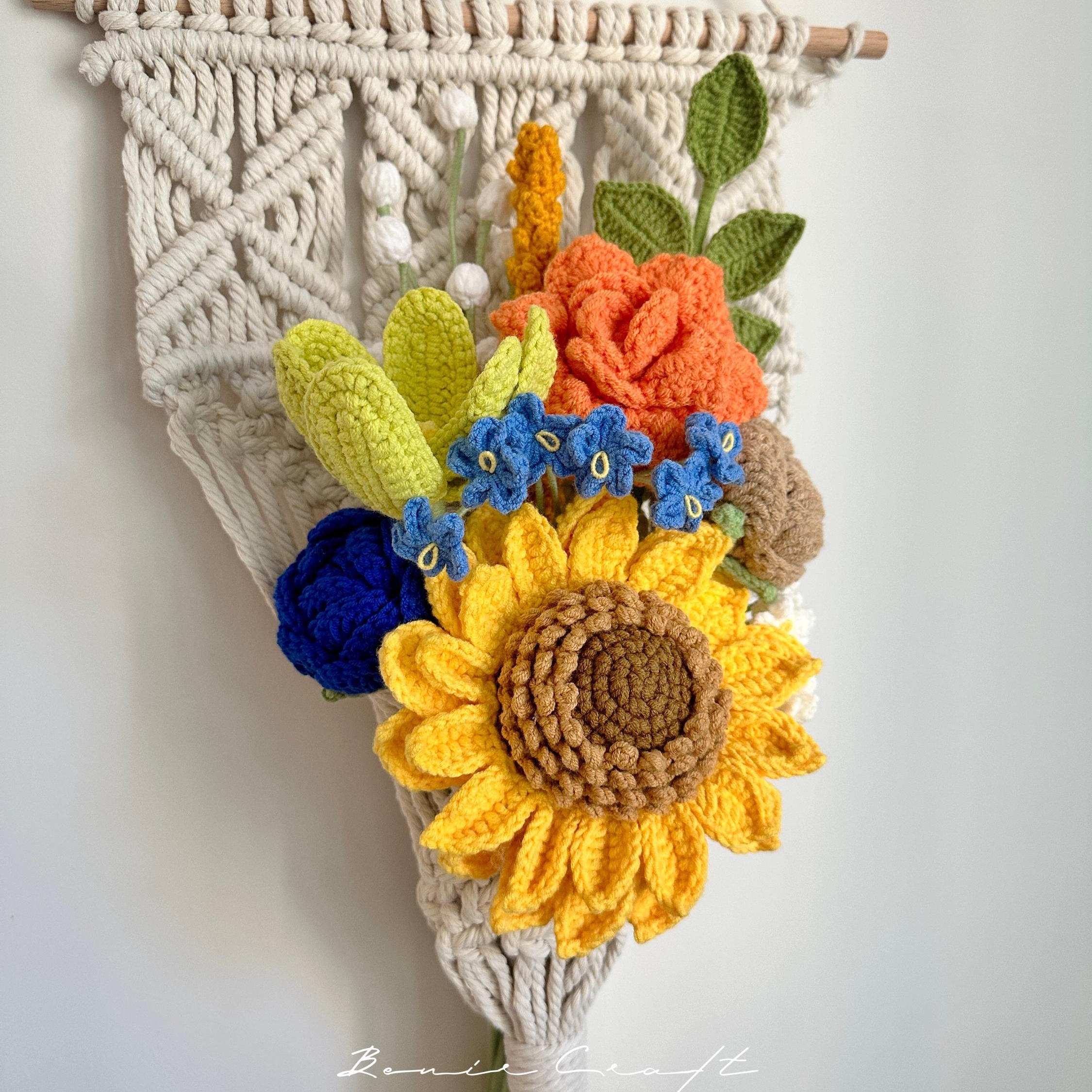 Handmade Crochet Sunflower Macrame Wall Hanging | Boho Home Decor | Forever Flowers - 图片 5