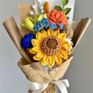 Handmade Crochet Sunflower Bouquet - 5 Styles | Smiley Wildflower Autumn | Forever Gift