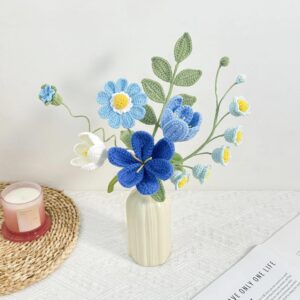 Handmade Crochet Floral Vase Arrangement – 3 Color Styles