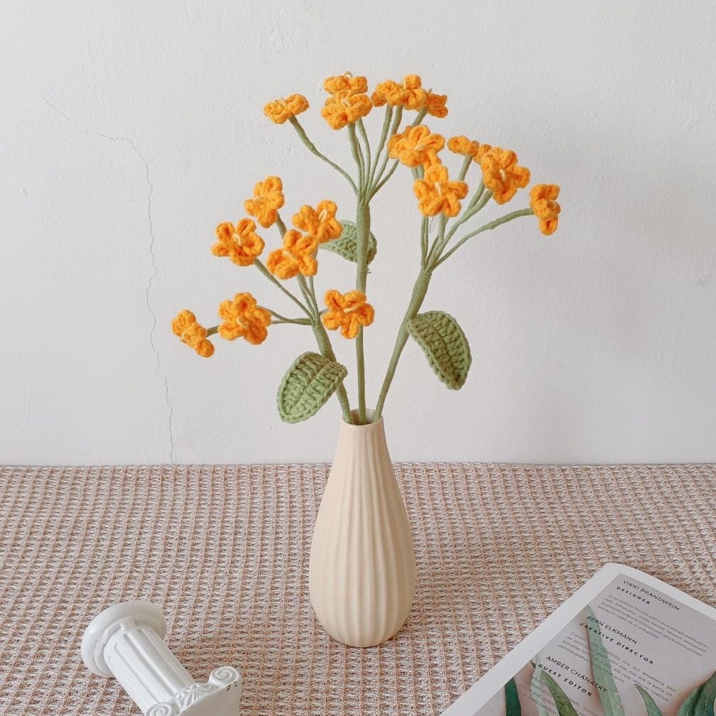 Handmade Crochet Cluster Flower Vase – 3 Styles | Orange Pink Purple | Home Décor