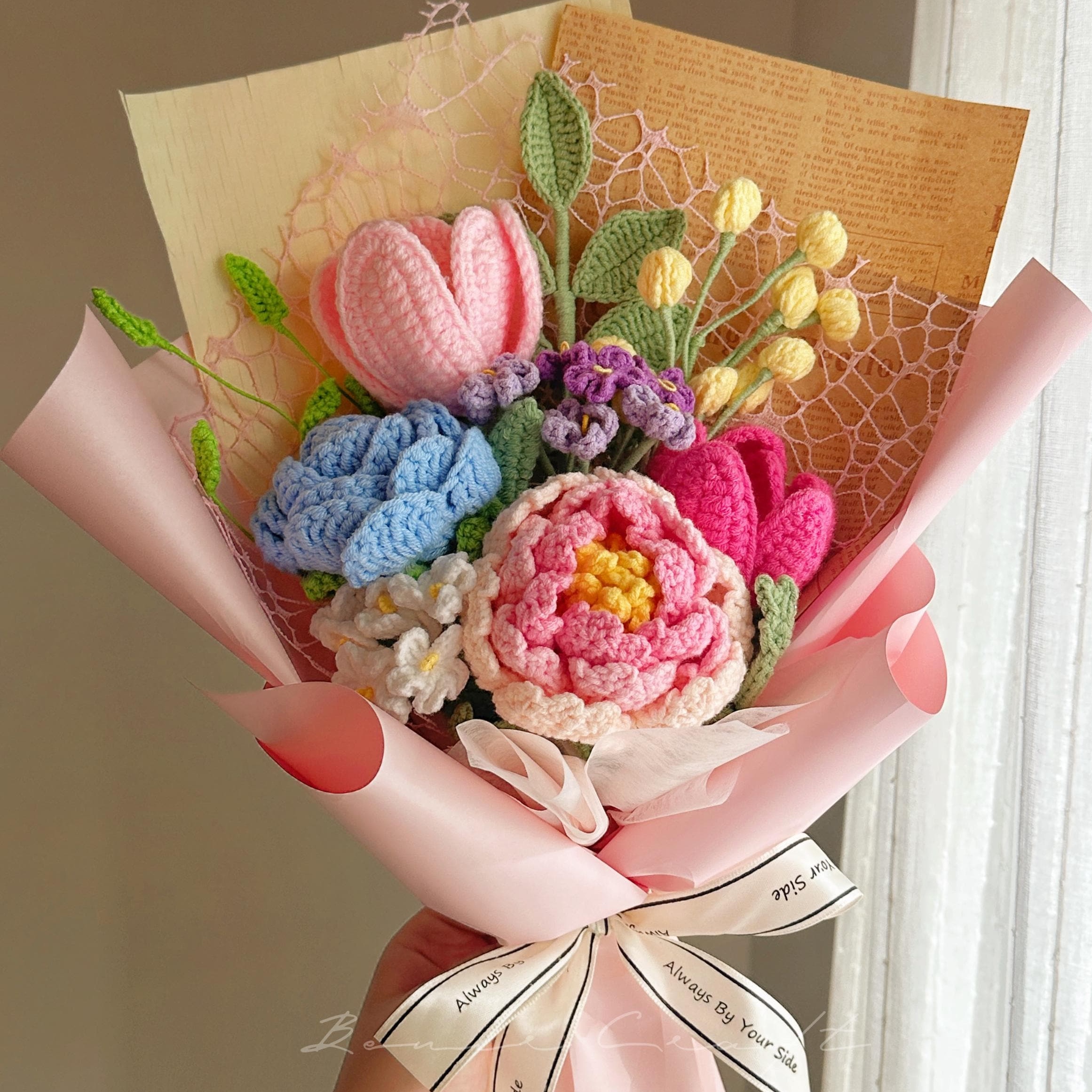 Handmade Crochet Peony Bouquet - 12 Styles | Pink Red Peony | Forever Gift - 图片 4
