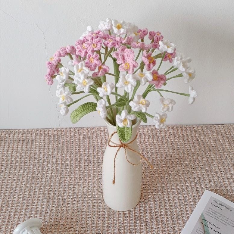 Handmade Crochet Cluster Flower Vase – 3 Styles | Orange Pink Purple | Home Décor - 图片 4