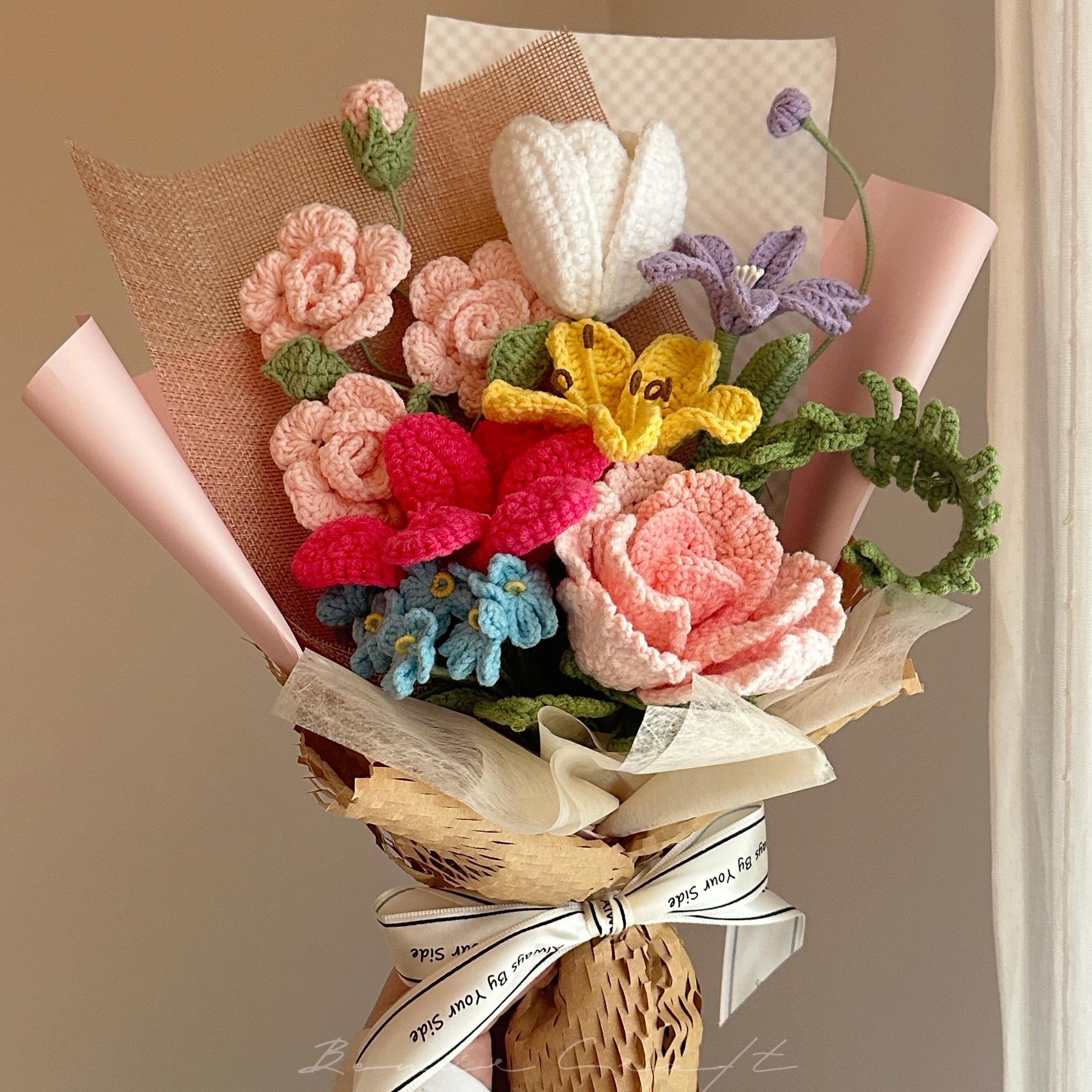 Handmade Crochet Peony Bouquet - 12 Styles | Pink Red Peony | Forever Gift - 图片 10