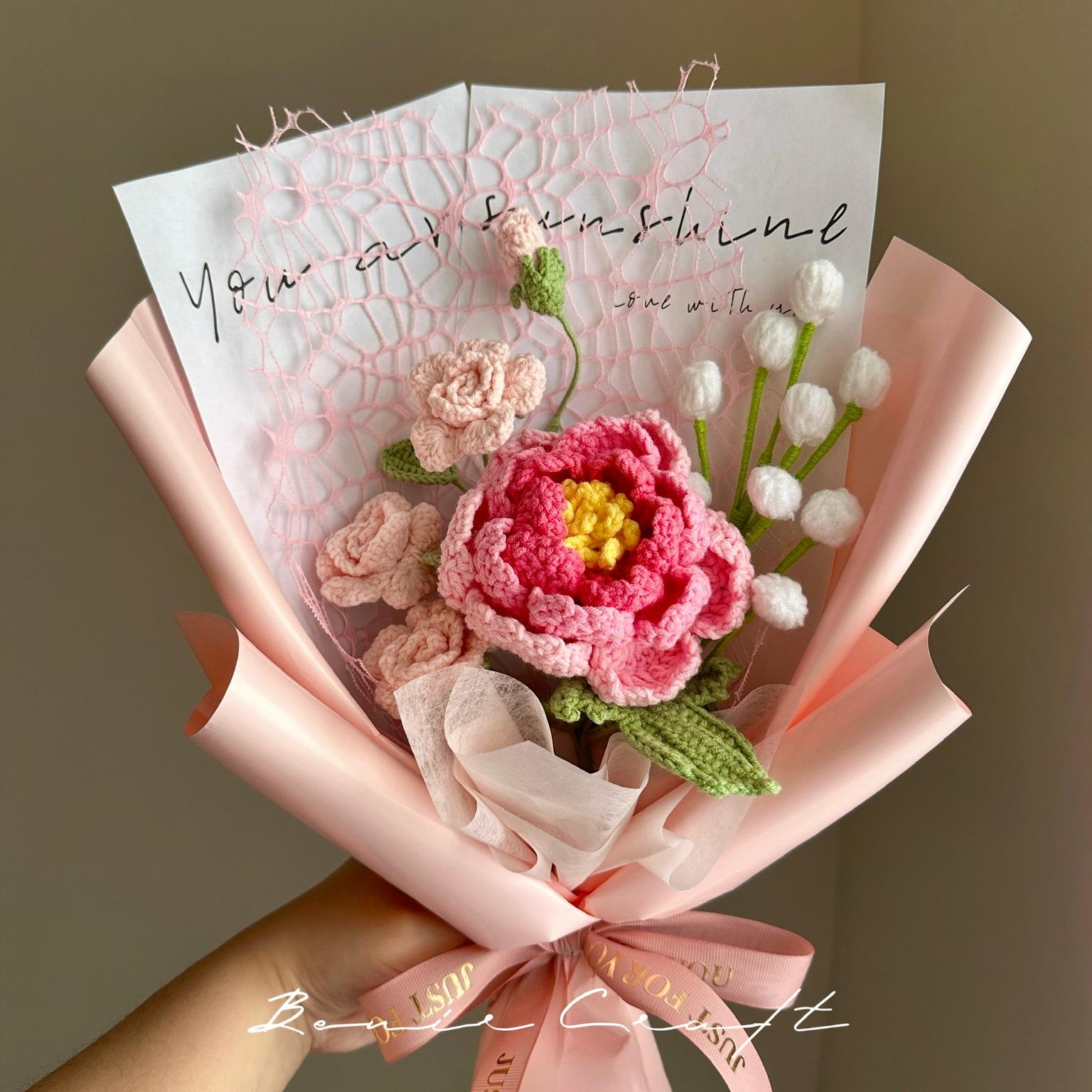 Handmade Crochet Peony Bouquet - 12 Styles | Pink Red Peony | Forever Gift - 图片 13