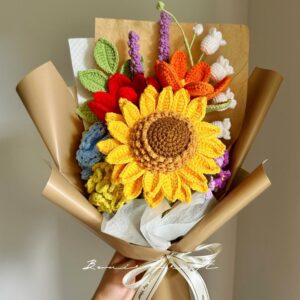 Handmade Crochet Sunflower Wildflower Bouquet - 6 Styles | Forever Gift