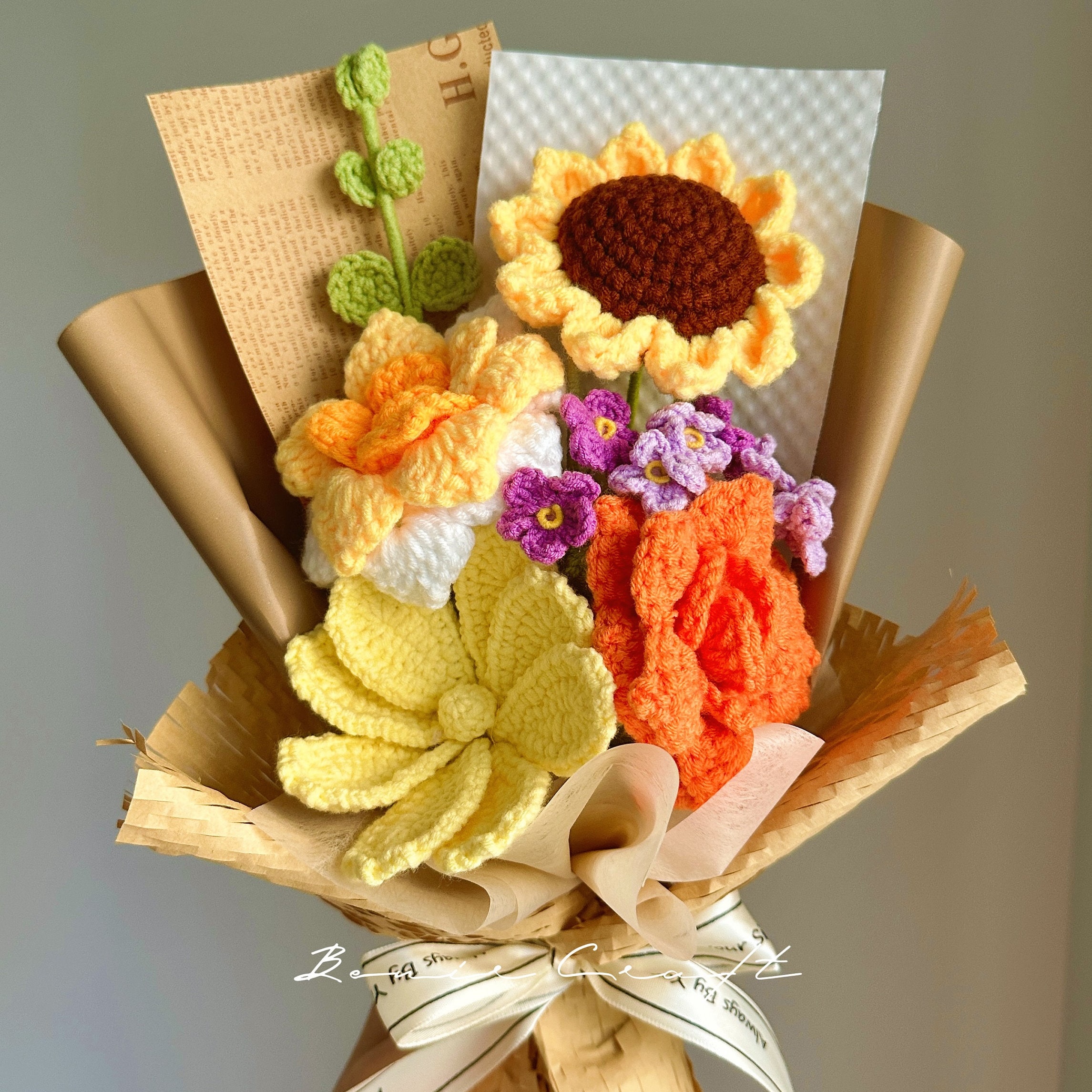 Handmade Crochet Sunflower Wildflower Bouquet - 6 Styles | Forever Gift - 图片 2