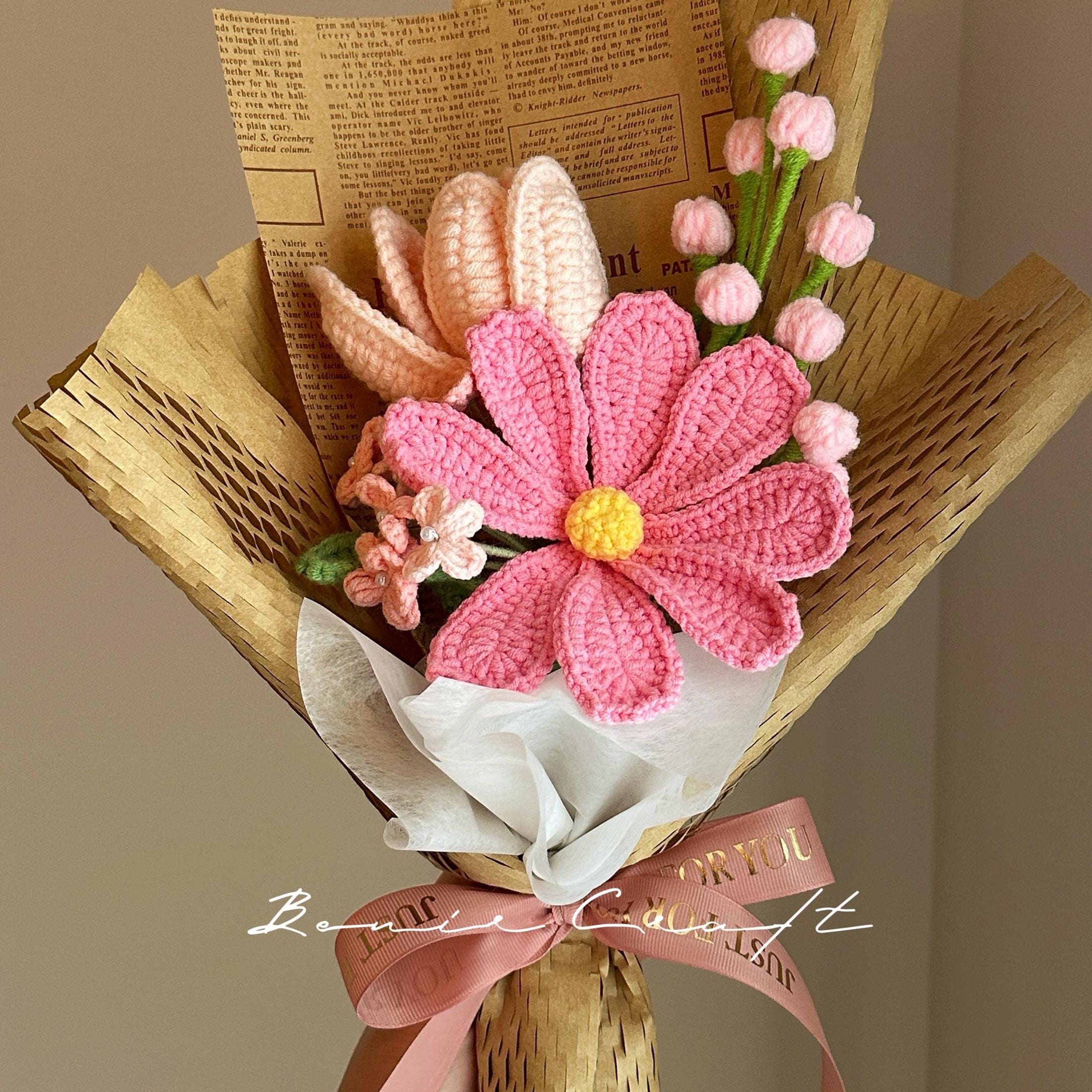 Handmade Crochet Flower Bouquet - 7 Styles | Carnation Lily Cosmos | Forever Gift - 图片 6