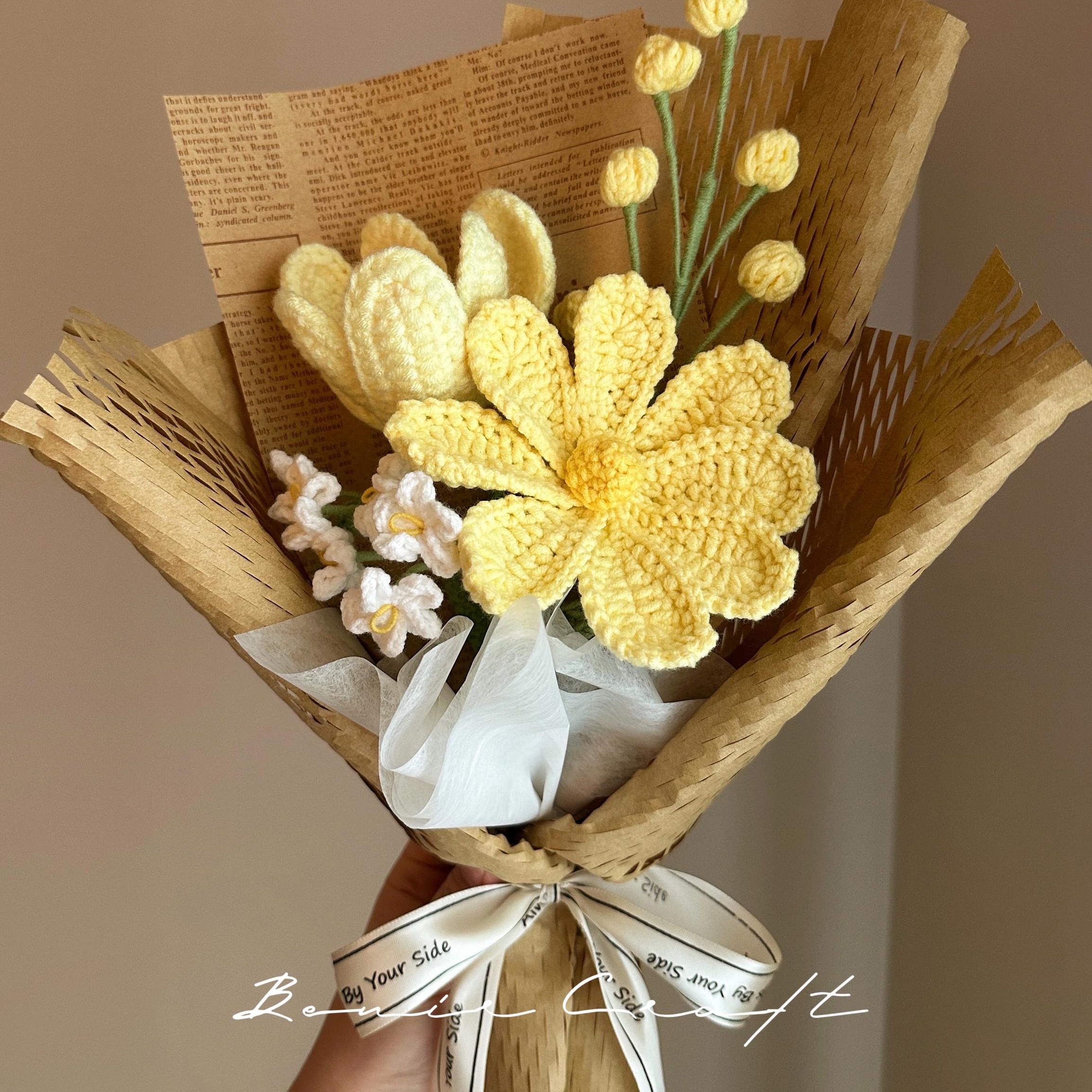 Handmade Crochet Flower Bouquet - 7 Styles | Carnation Lily Cosmos | Forever Gift - 图片 7