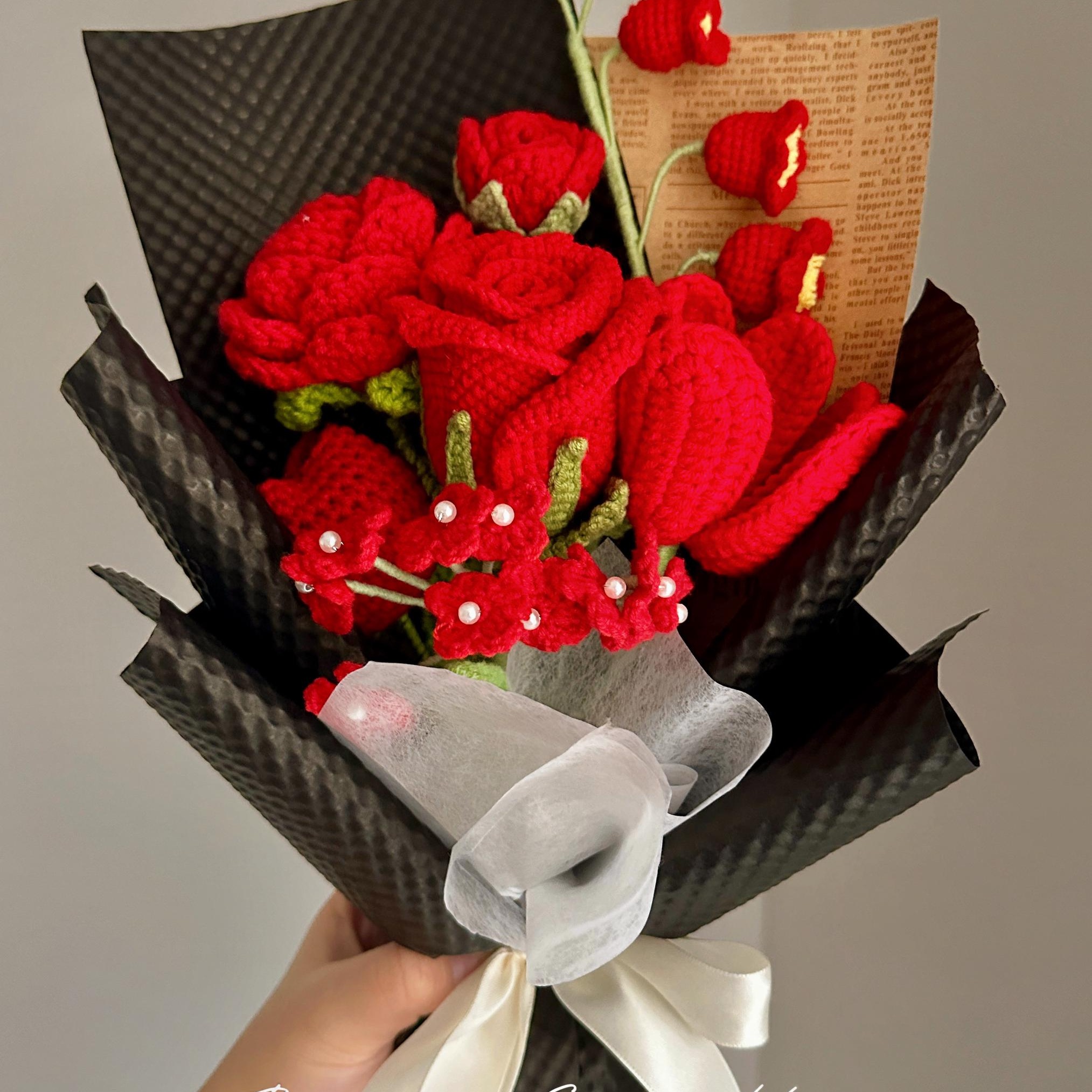 Handmade Crochet Flower Bouquet - 7 Styles | Carnation Lily Cosmos | Forever Gift - 图片 8