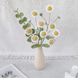 Handmade Crochet Daisy Bouquet – 2 Styles | White Vase & Pink Bouquet | Forever Flowers