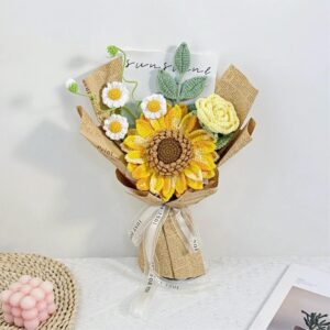 Handmade Crochet Sunflower Bouquet – 2 Sunny Garden Styles