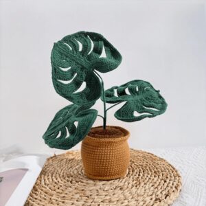Handmade Crochet Monstera Plant in Pot – Choose Your Size | Desk Décor Gift