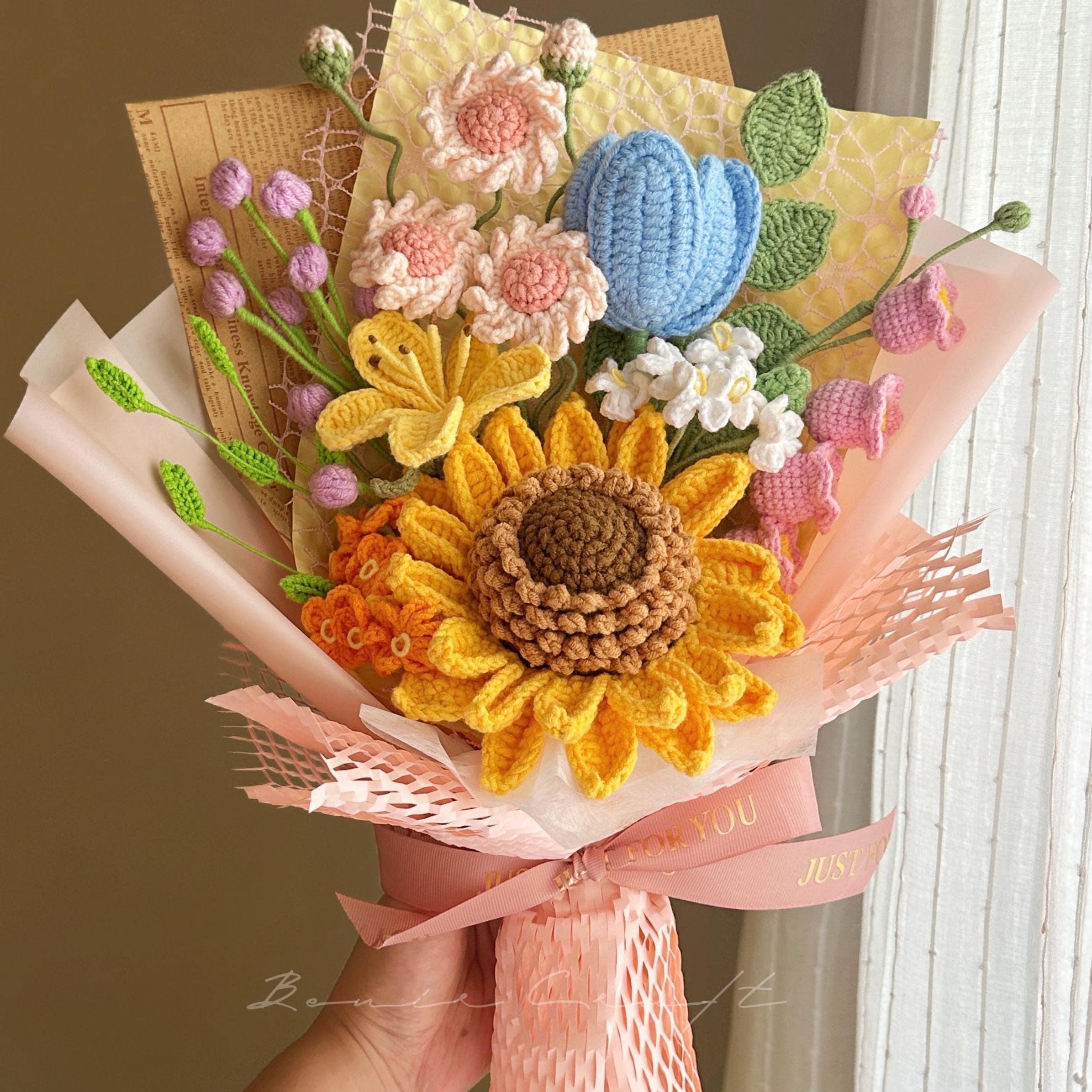 Handmade Crochet Sunflower Bouquet - 12 Styles | Sunflower Lily Peony | Forever Gift - 图片 3