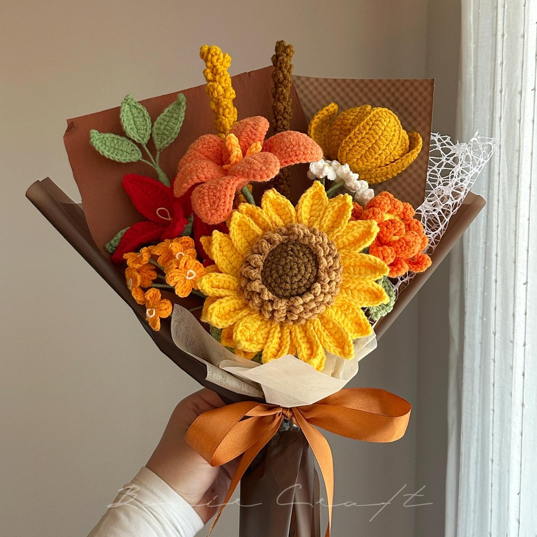 Handmade Crochet Sunflower Bouquet - 12 Styles | Sunflower Lily Peony | Forever Gift - 图片 4