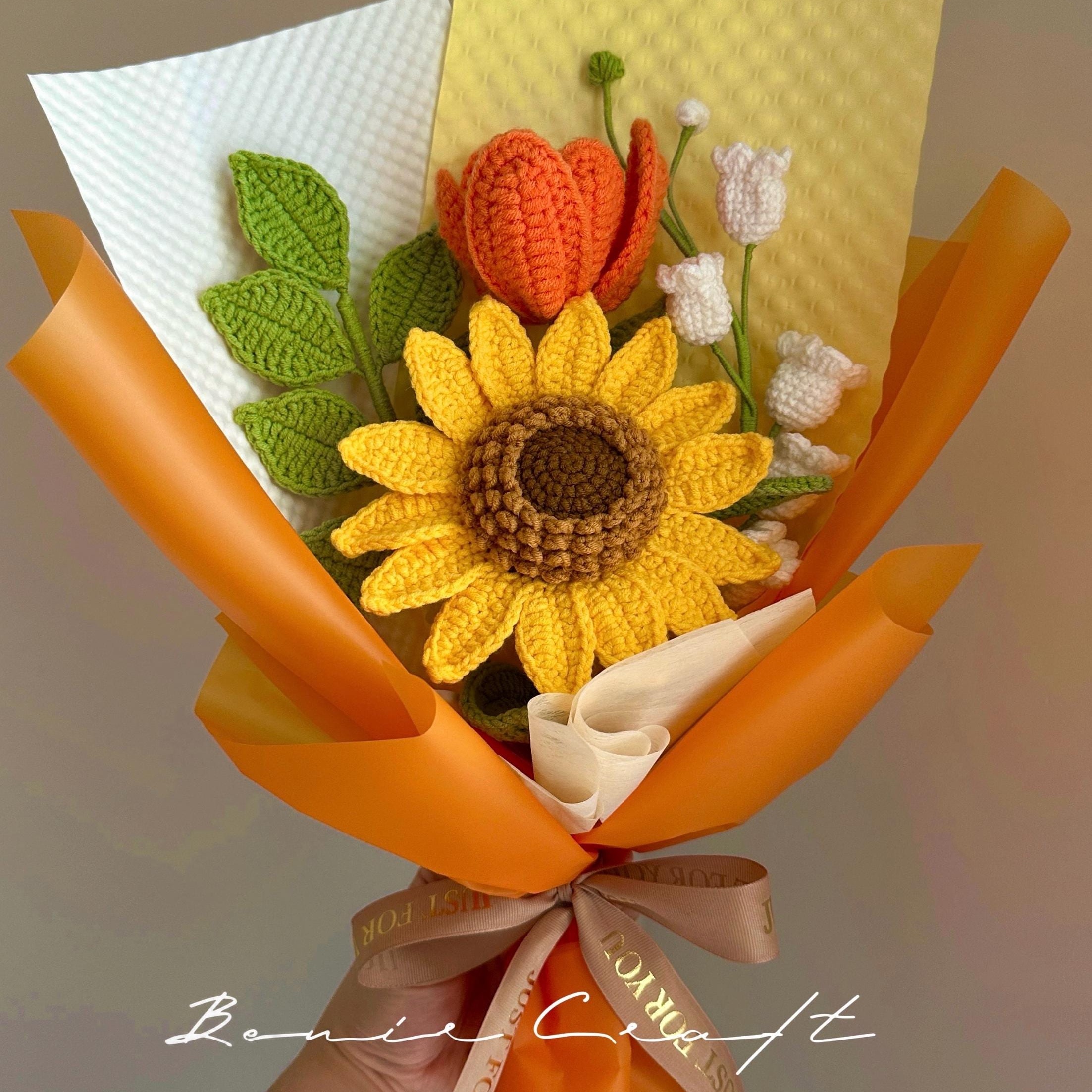 Handmade Crochet Sunflower Bouquet - 12 Styles | Sunflower Lily Peony | Forever Gift - 图片 5