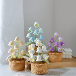 Handmade Crochet Lily of the Valley Pot - 5 Colours | Cute Plant Decor