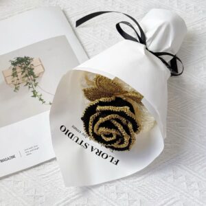 Handmade Crochet Single-Stem Rose in Gift Wrap – 6 Presentation Styles