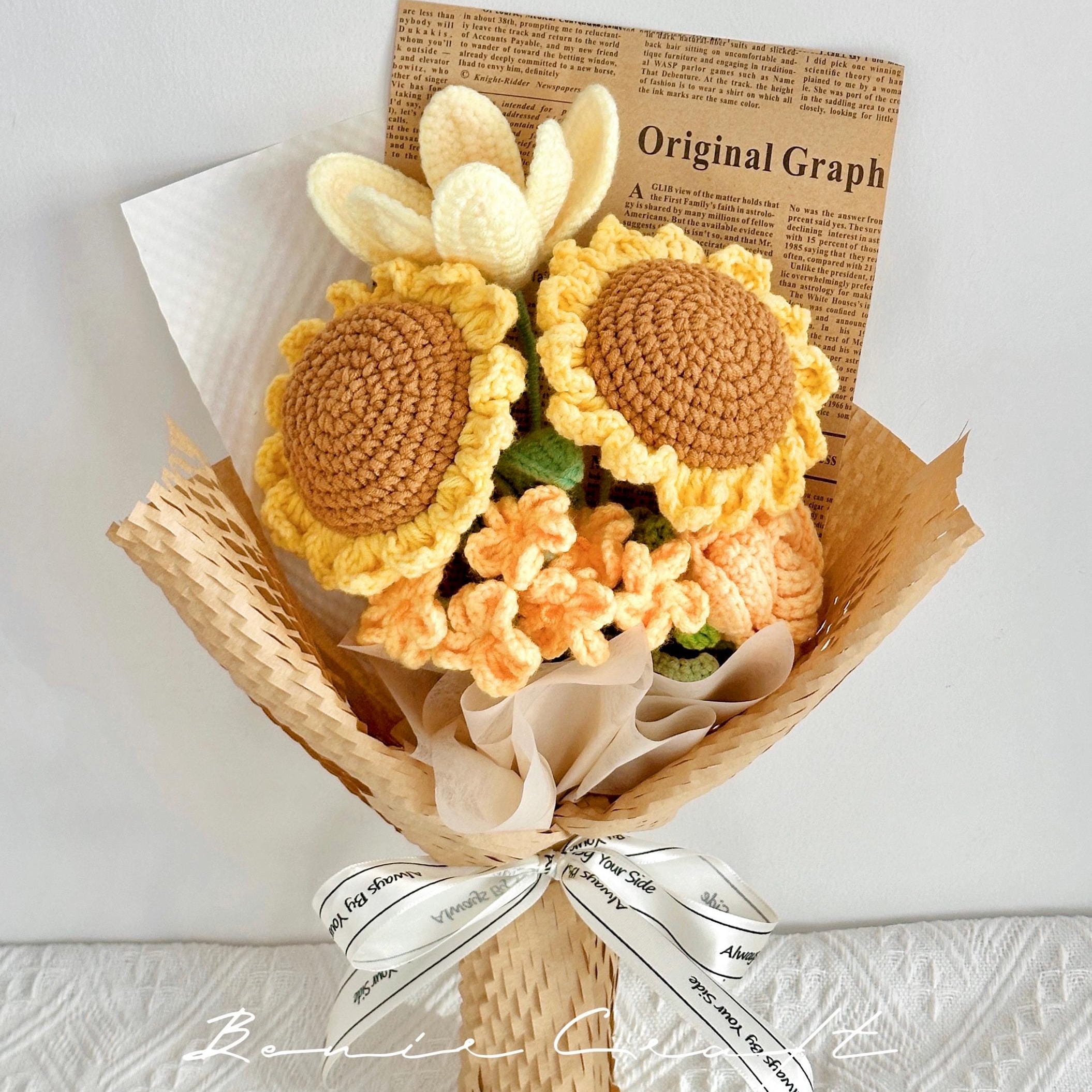 Handmade Crochet Tulip Cosmos Bouquet - 4 Styles | Purple Blue Pink | Forever Gift - 图片 4