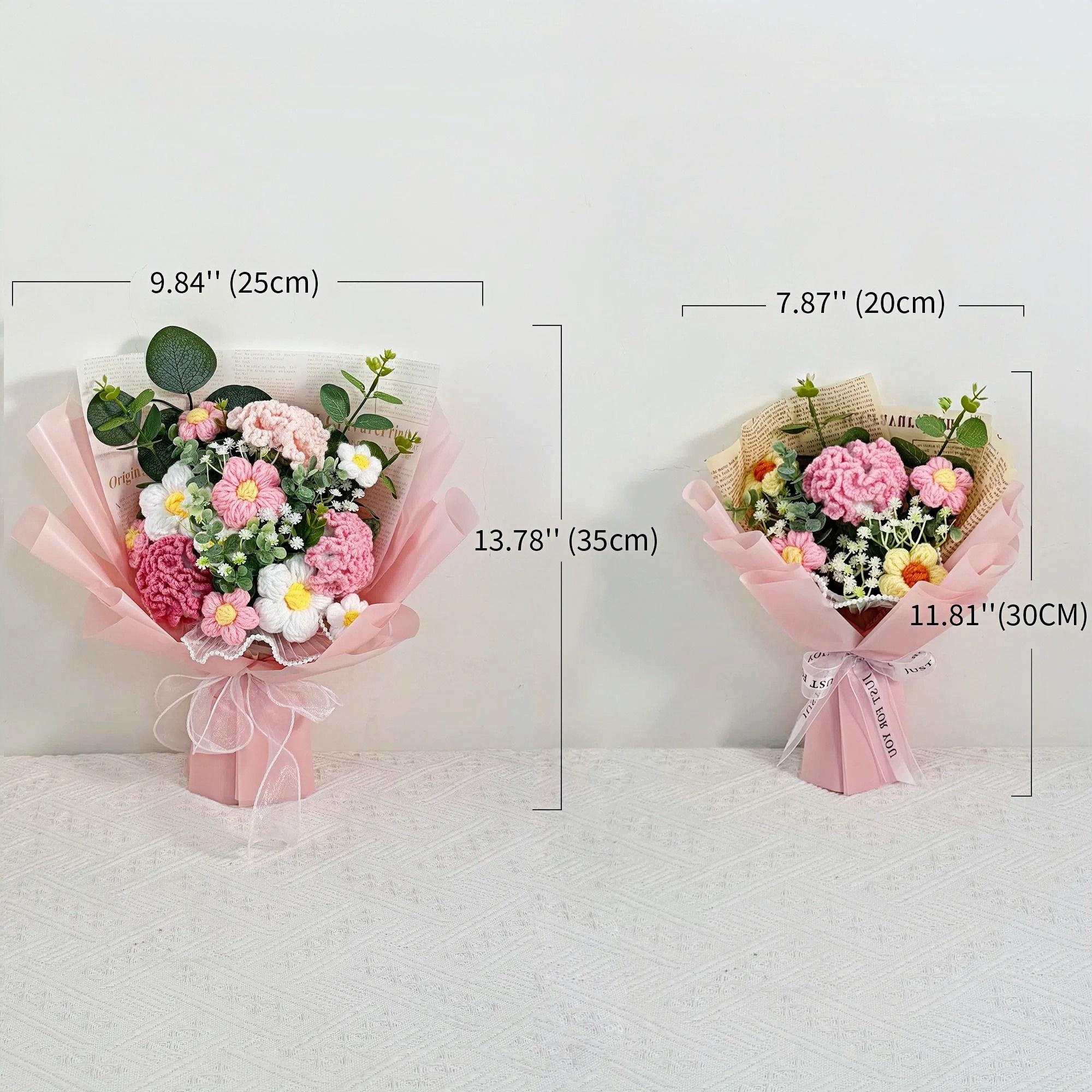 Handmade Crochet Carnation & Daisy Bouquet – Pink or Orange - 图片 4