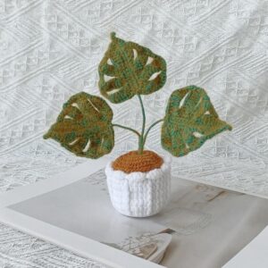 Handmade Crochet Mini Monstera Potted Plant | Tropical Home Décor | Unique Gift