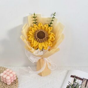 Handmade Crochet Giant Sunflower Bouquet – Single Stem Forever Gift