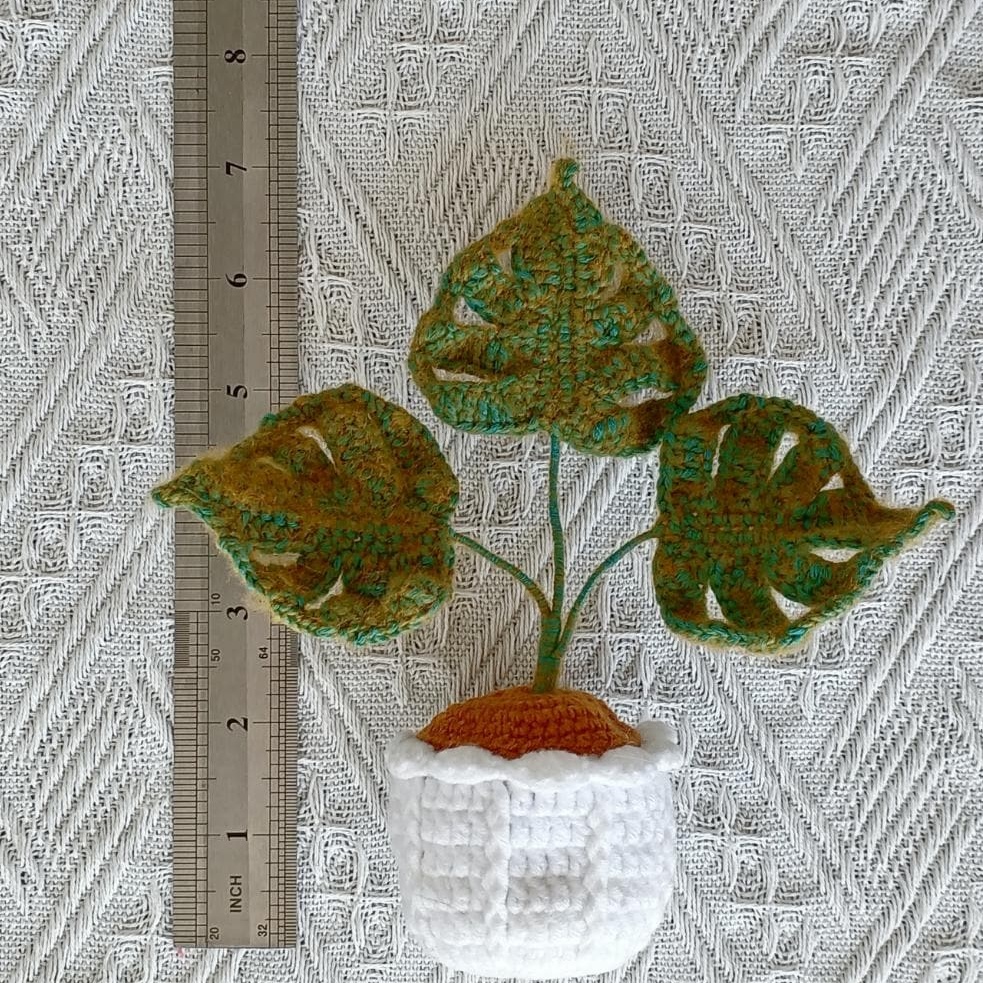 Handmade Crochet Mini Monstera Potted Plant | Tropical Home Décor | Unique Gift - 图片 3