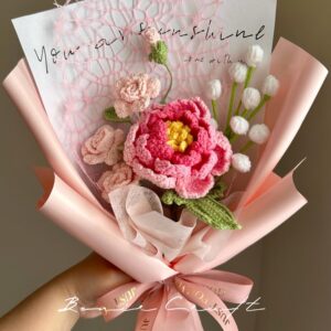 Handmade Crochet Flower Bouquet - 5 Styles | Peony Smiley Sunflower | Forever Gift
