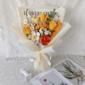 Handmade Crochet Bouquet – 5 Styles | Tulip Sunflower Lily | Forever Flowers