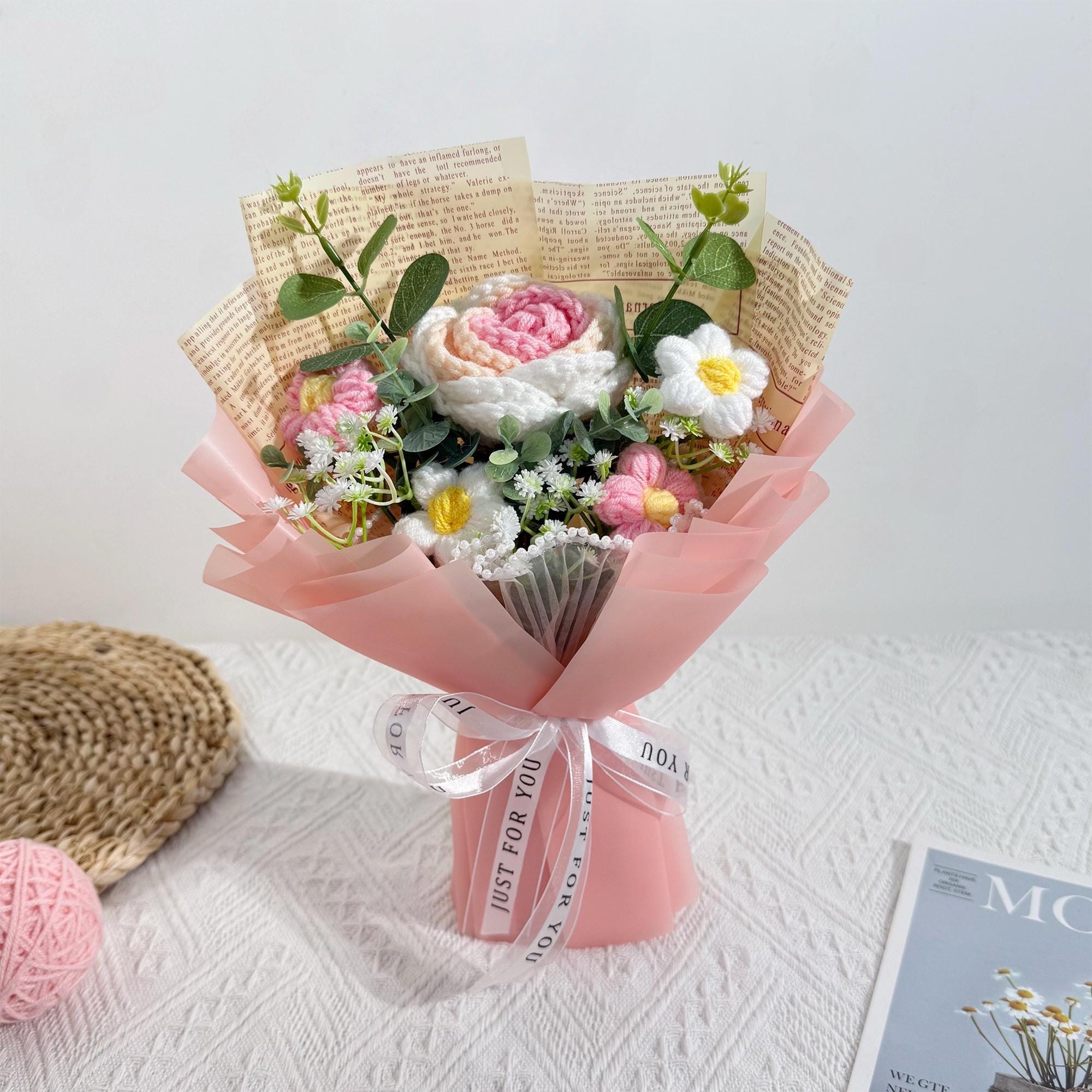 Handmade Crochet Rose Bouquet – 10 Color Styles to Choose From