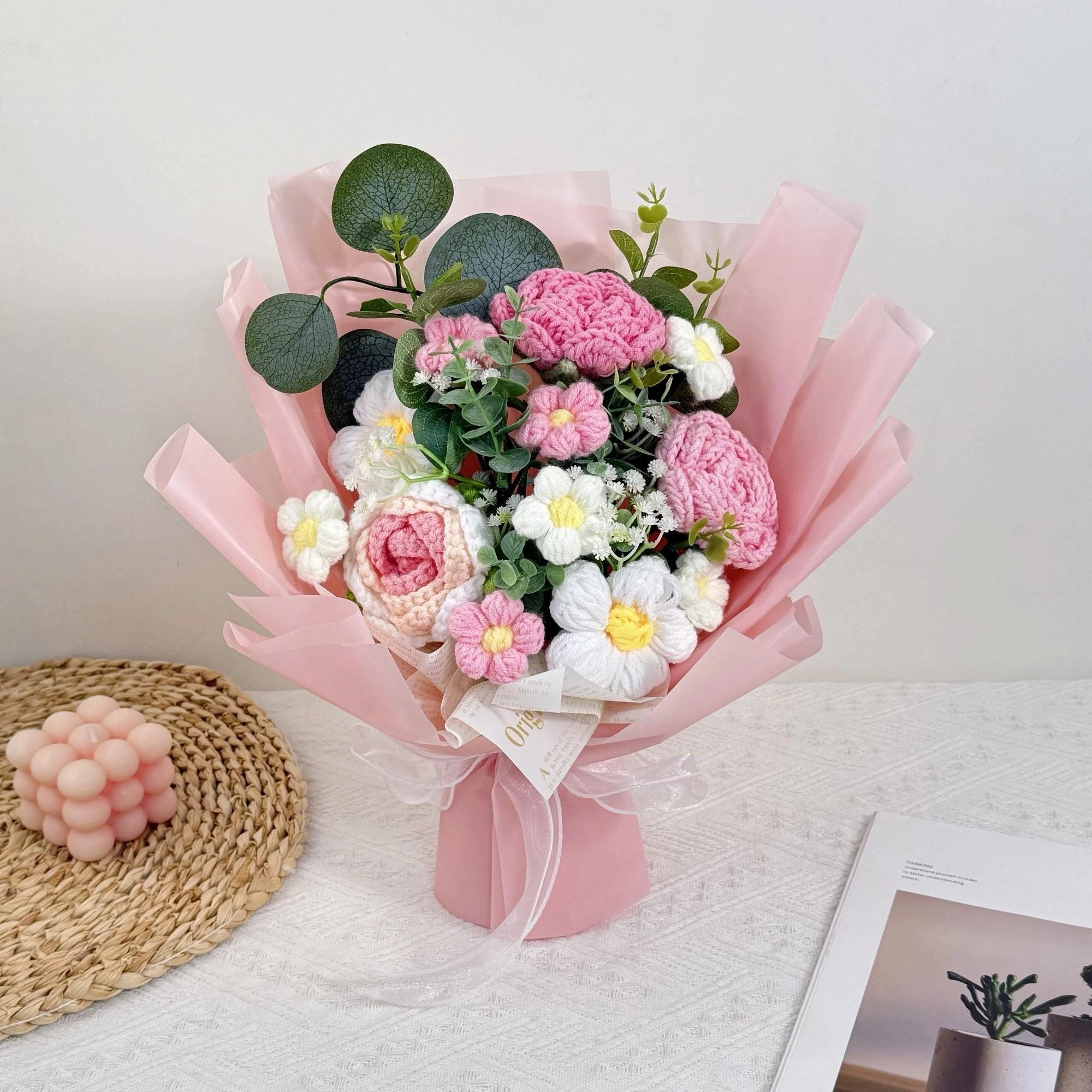 Handmade Crochet Rose Bouquet – 10 Color Styles to Choose From - 图片 2