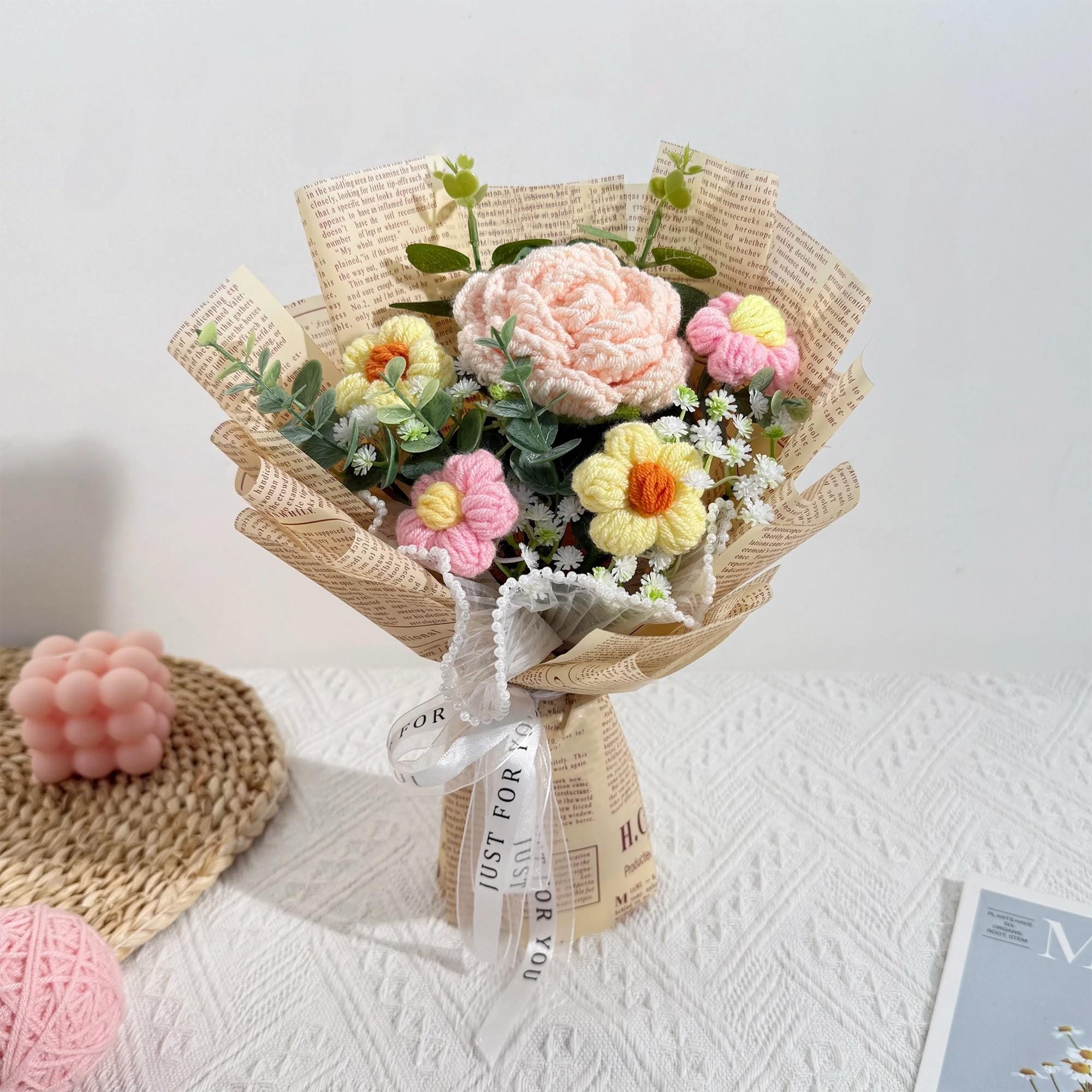 Handmade Crochet Rose Bouquet – 10 Color Styles to Choose From - 图片 3