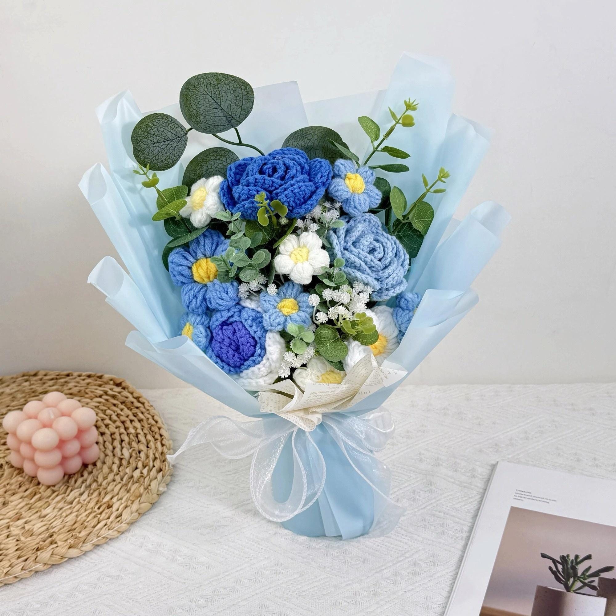 Handmade Crochet Rose Bouquet – 10 Color Styles to Choose From - 图片 7