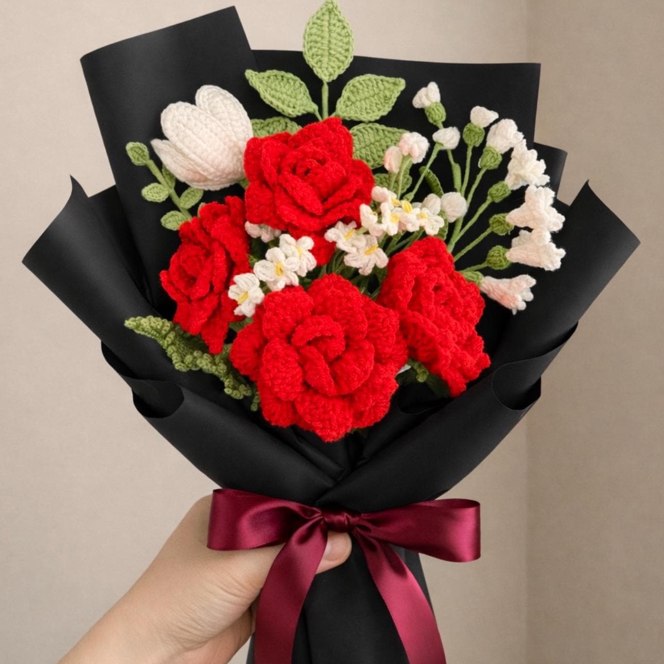 Handmade Crochet Mixed Flower Bouquet - 13 Styles | Lily Peony Tulip | Forever Gift - 图片 10
